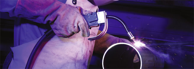 Flux-Cored Self Shielding Welding Torch ALPHA FLUX 350 in action