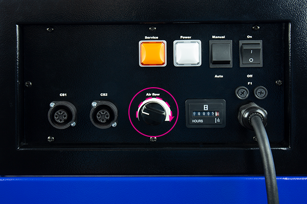 Control panel of fume extraction unit with variable air flow control